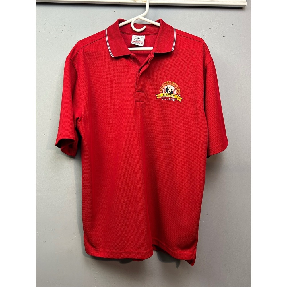 Cooperstown All Star Village Anaconda Apparel Polo Shirt Mens Medium Red  Sporty